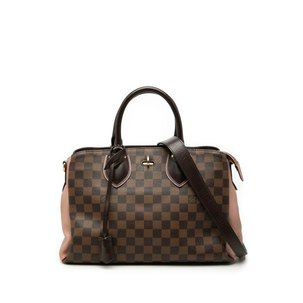 Louis Vuitton Damier Normandie 2way Shoulder Bag Brown Magnolia Pink Leather
